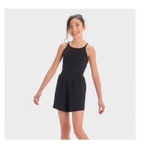 NWT Girls' Knit Active Romper - All In Motion™ Black S (6-7)